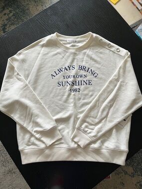 89th & Madison White Crewneck with Navy Text
